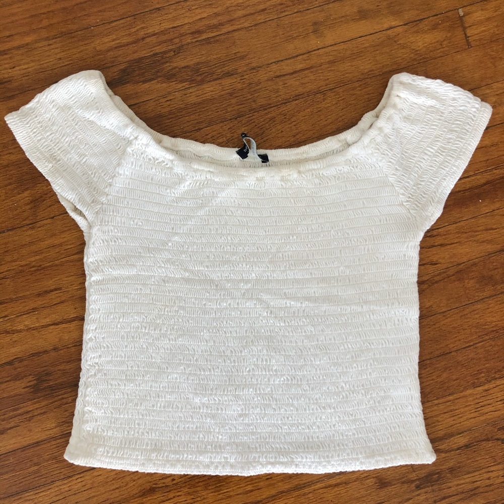 Brandy Melville Smocked Off Shoulder Crop Top